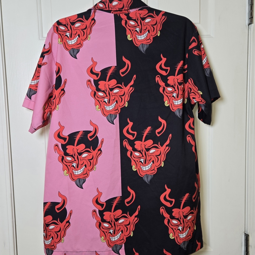 LG Devil Button Down Shirt Casual OR DRESSY BOLD HARAJUKU STREETWEAR ROCKABILLY - Picture 14 of 17